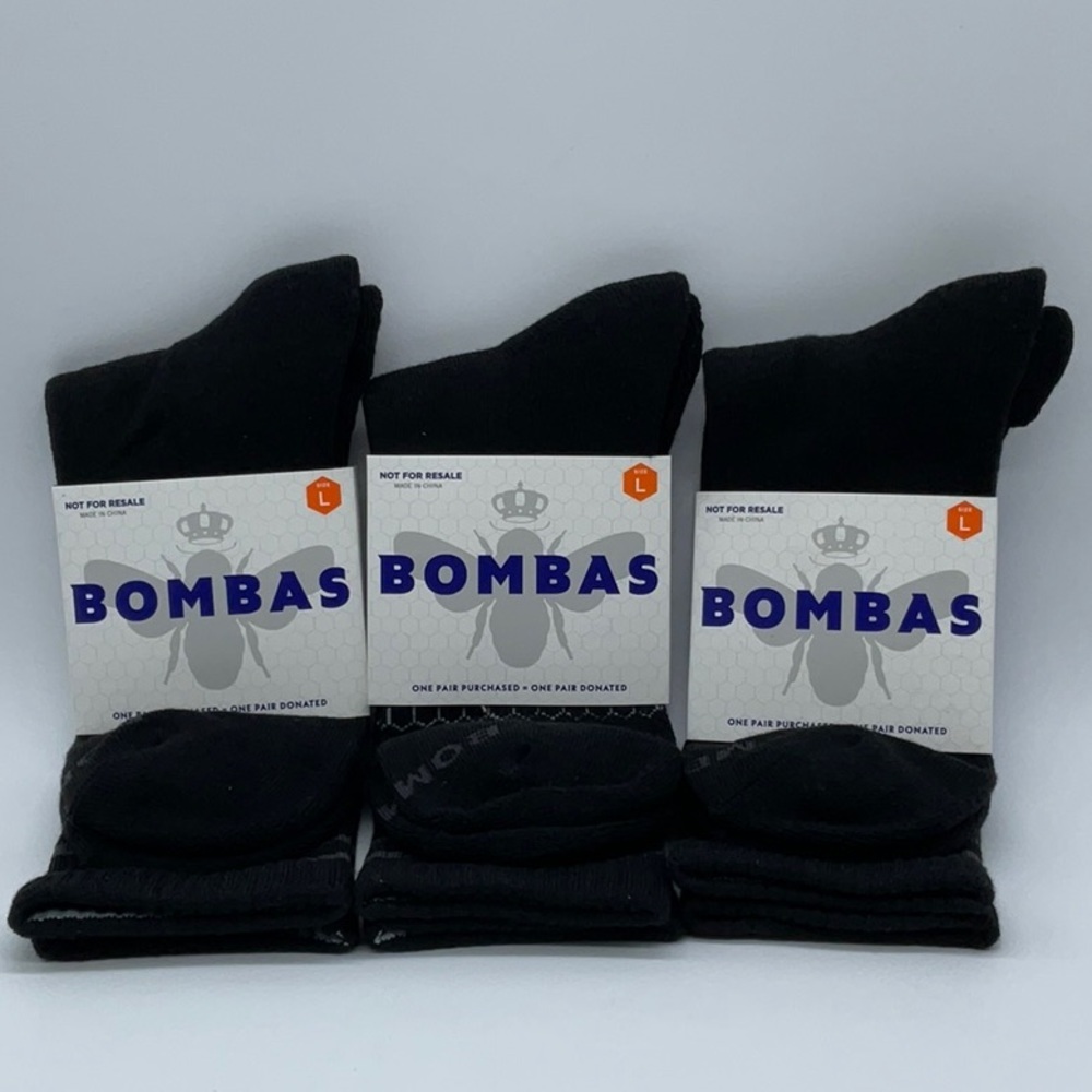 Bombas Black Crew Sock 3 pack